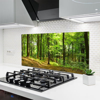 Kitchen Splashback Forest nature brown green