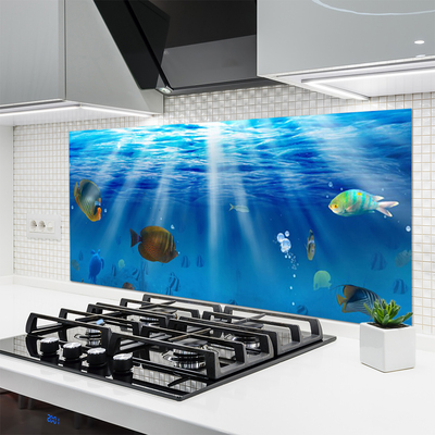 Kitchen Splashback Fish nature blue yellow