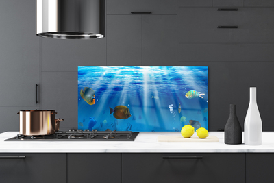 Kitchen Splashback Fish nature blue yellow