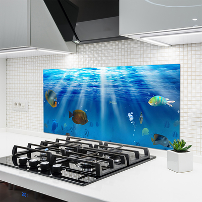 Kitchen Splashback Fish nature blue yellow