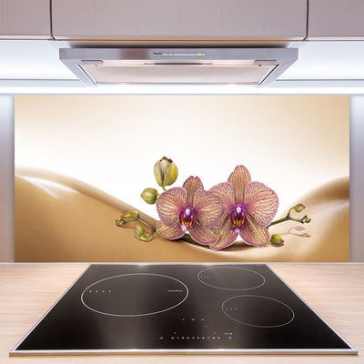 Kitchen Splashback Trees floral brown pink