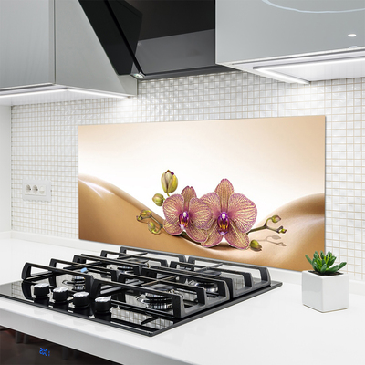 Kitchen Splashback Trees floral brown pink