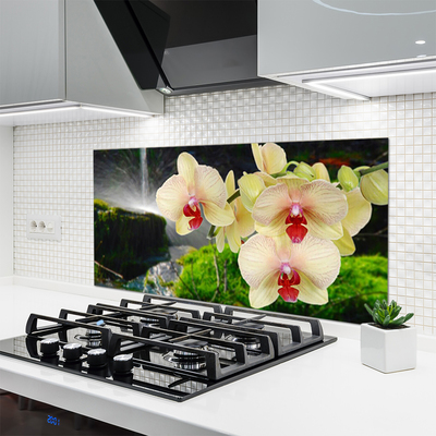 Kitchen Splashback Trees floral white red