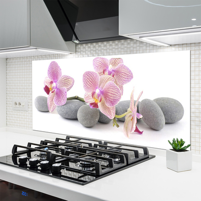 Kitchen Splashback Tree stones floral pink grey