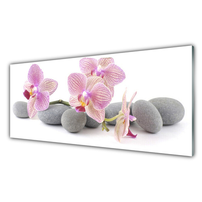 Kitchen Splashback Tree stones floral pink grey