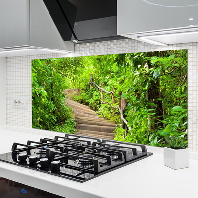 Kitchen Splashback Stairs nature brown green