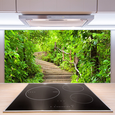 Kitchen Splashback Stairs nature brown green