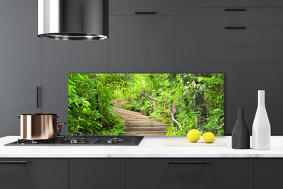 Kitchen Splashback Stairs nature brown green