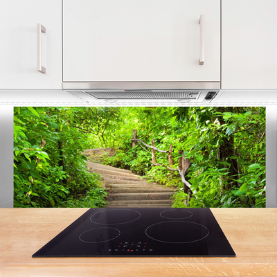 Kitchen Splashback Stairs nature brown green