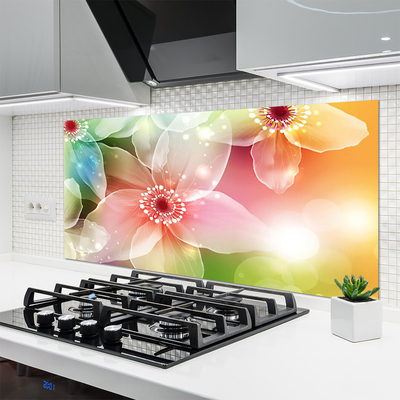 Kitchen Splashback Flowers art multi