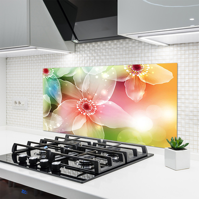 Kitchen Splashback Flowers art multi