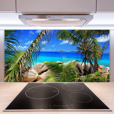 Kitchen Splashback Rocky leaves landscape brown green