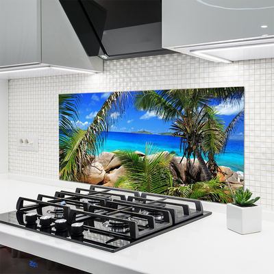 Kitchen Splashback Rocky leaves landscape brown green