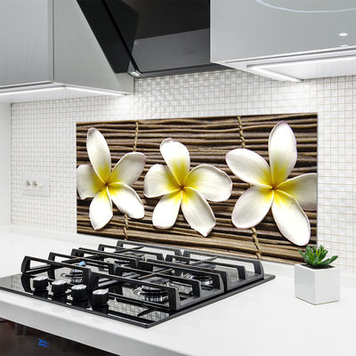 Kitchen Splashback Flowers floral white green