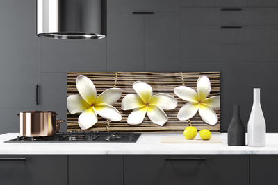 Kitchen Splashback Flowers floral white green