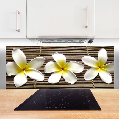 Kitchen Splashback Flowers floral white green