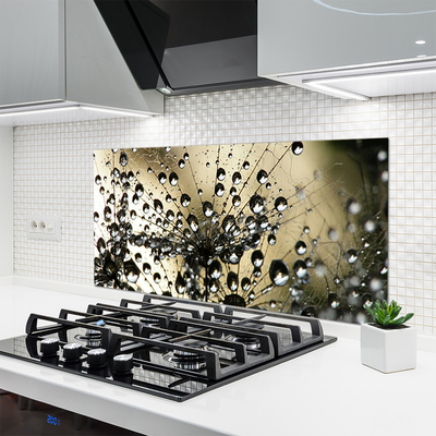 Kitchen Splashback Dandelion floral grey