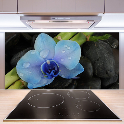 Kitchen Splashback Flower stones floral purple black