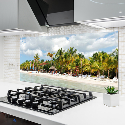 Kitchen Splashback Beach palm trees landscape brown green