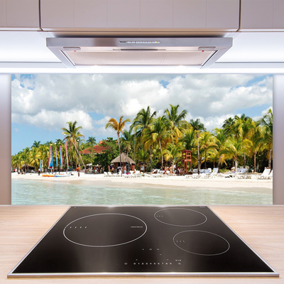 Kitchen Splashback Beach palm trees landscape brown green