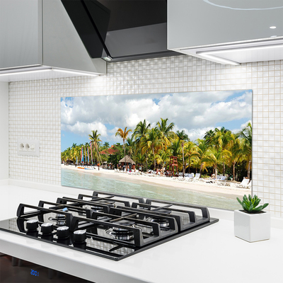 Kitchen Splashback Beach palm trees landscape brown green