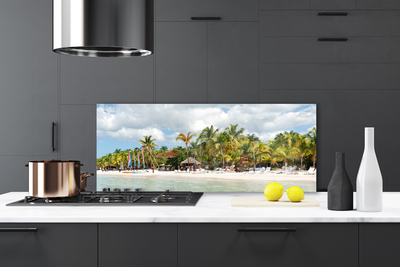 Kitchen Splashback Beach palm trees landscape brown green