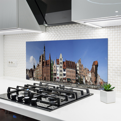 Kitchen Splashback City houses brown white