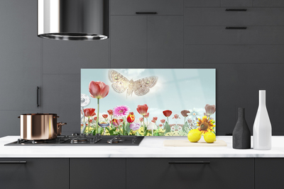 Kitchen Splashback Flowers nature multi