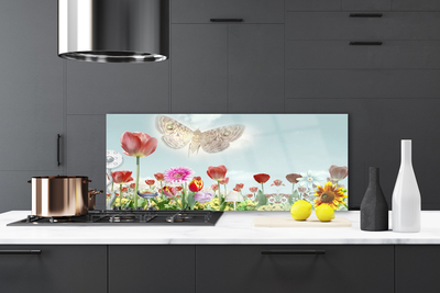 Kitchen Splashback Flowers nature multi