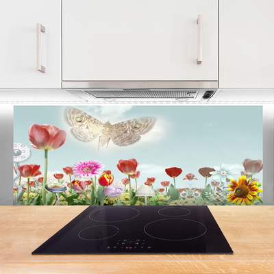 Kitchen Splashback Flowers nature multi