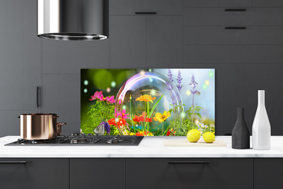 Kitchen Splashback Flowers nature multi