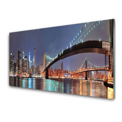 Kitchen Splashback City bridge architecture blue brown black grey