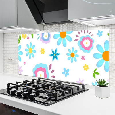 Kitchen Splashback Flowers art multi