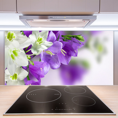 Kitchen Splashback Flowers floral purple white