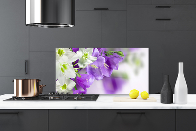 Kitchen Splashback Flowers floral purple white