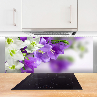 Kitchen Splashback Flowers floral purple white