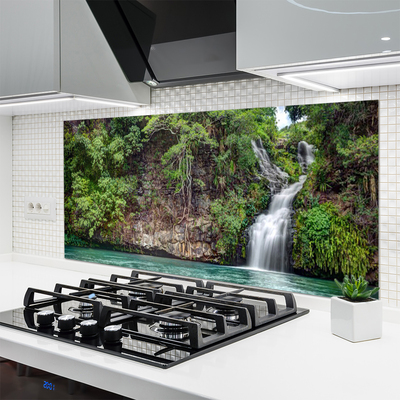 Kitchen Splashback Waterfall rock nature white blue grey green