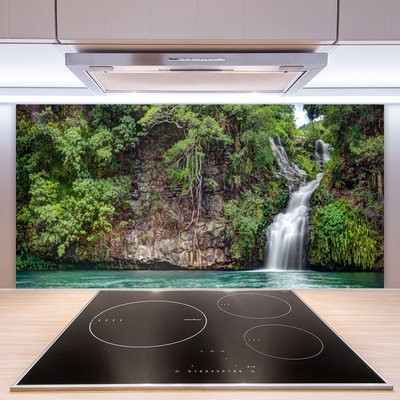 Kitchen Splashback Waterfall rock nature white blue grey green