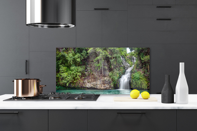 Kitchen Splashback Waterfall rock nature white blue grey green