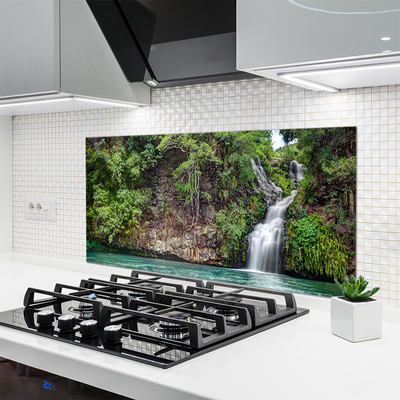 Kitchen Splashback Waterfall rock nature white blue grey green