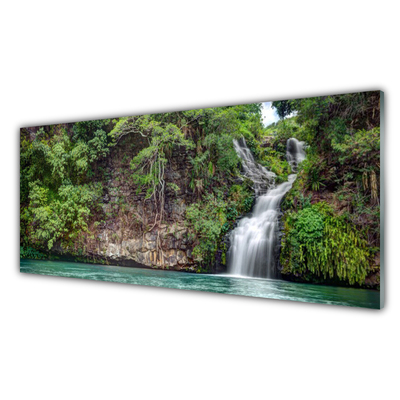 Kitchen Splashback Waterfall rock nature white blue grey green