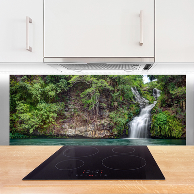 Kitchen Splashback Waterfall rock nature white blue grey green