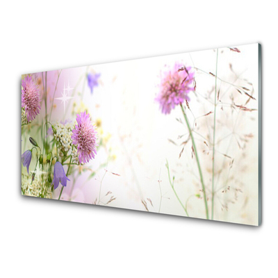 Kitchen Splashback Flowers floral pink green