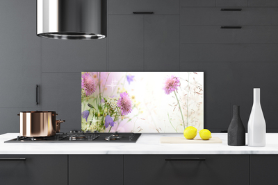 Kitchen Splashback Flowers floral pink green