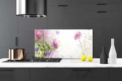 Kitchen Splashback Flowers floral pink green