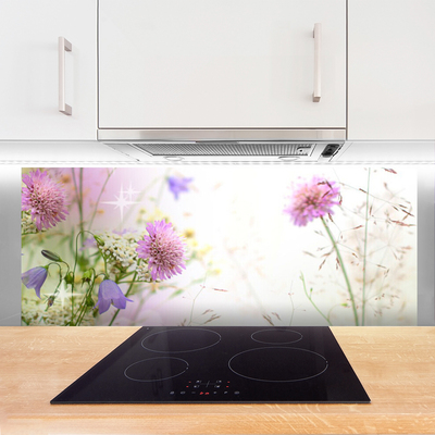 Kitchen Splashback Flowers floral pink green