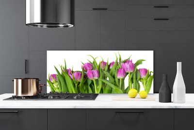 Kitchen Splashback Tulips floral pink green