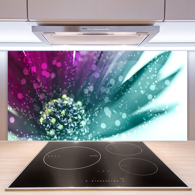 Kitchen Splashback Flower art red blue