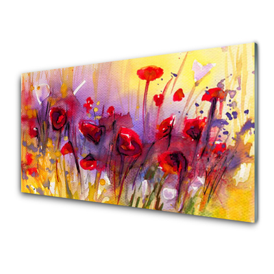 Kitchen Splashback Flowers art multi