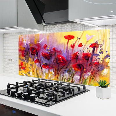 Kitchen Splashback Flowers art multi